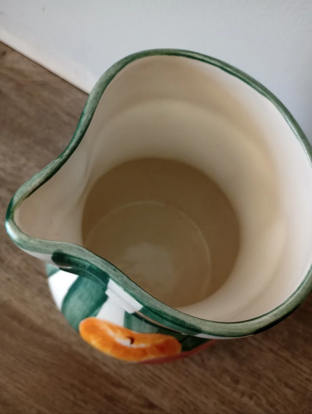 Vintage Pitcher With Apple Design Pottery Pitcher
